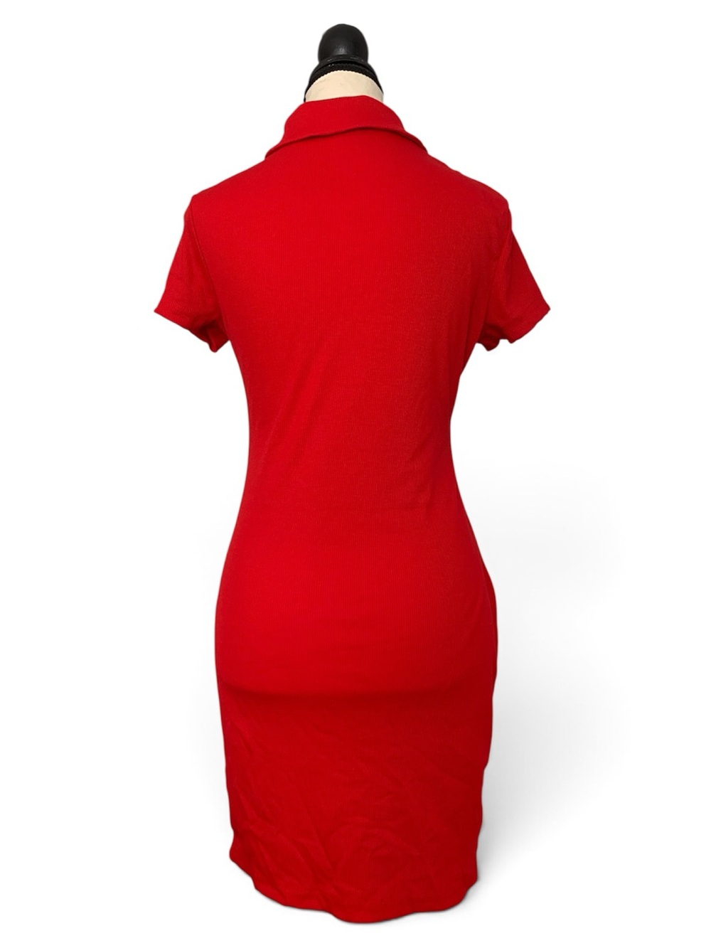 Button Front Rib-knit Bodycon Dress - Picture 2 of 6